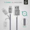 Micro USB Kabel für Fairphone 1 / 2 Handy Ladekabel - 1m 2.4A Nylon grau - Datenkabel für Smartphone