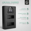 USB Dual Charger (AHDBT-501) for GoPro Hero 5 Black Hero 6 Black Hero 7 Black Hero 7 Silver Hero 7 White Hero 8 Black + 1m + USB Cable from CELLONIC