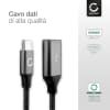 Cavo OTG USB C Type C per cellulare bq Aquaris X / X Pro / X2 / X2 Pro / C USB A versione 3.1 Gen 1 guaina in Nylon cavetto adattatore per telefono smartphone 'on the go', da 15cm grigio