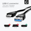 Universal USB-C long tip Type C Cable for Mobile Phones, Tablets, GPS, Speakers 3A Fast Data Transfer 1m PVC Charging / Charger Lead - Black