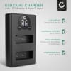 USB dobbel lader (BLS-5 BLS-50 BLS-1) for Olympus OM-D E-M10 Mark II E-M5 Mark III Pen E-PL9 E-PL8 E-PL10 E420 Stylus 1 + 1m + USB Kabel fra CELLONIC