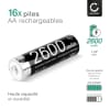 Cellonic® Piles rechargeables 16xAA - 2600mAh - préchargées, durables - 16x AA Mignon HR6 LR6 batteries