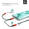 USB-C-adapter, 3,5 mm-uttak /AUX-splitter, lyd og lading, 60W PD, USB-C hurtigladerkabel for iPhone, Samsung, telefon, headset, hodetelefoner – Rød