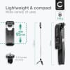 2-i-1 selfiepinne med trebeint kamerastativ tripod 1 m lang sammenleggbar monopod & sammenleggbar selfie stick med Bluetooth-fjernkontroll for telefon, kamera, iPhone, GoPro - Svart