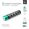 Batterie ricaricabili AAA ministilo da 1000mAh, precaricate, lunga durata - 2x Batteria AAA, compatibili R03 / LR03 / HR03 pile ricaricabili aaa