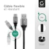 Câble USB C Type C 2m pour casque Sony WF-1000XM3 WF-SP900 WH-1000xM3 WH-CH510 WI-310 WI-C200 WI-C310 XEA20 data et charge 3A Nylon gris