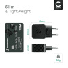 CELLONIC USB- og USB-C-lader Dobbel USB til veggkontakt Strømadapter 20W PD Hurtiglading 2-port til iPhone, Samsung, iPad, Huawei, Switch, PSP, telefon, nettbrett - Svart