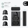 2x Batteri for FujiFilm GFX100S, GFX 50S II, XT4, NPW235 kamera - Reservebatteri NP W235 2250mAh + USB Dobbel Batterilader NP W235, Kamerabatteri Lader