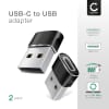 2x Adapter USB C til USB A – USB-C (høne) til USB-A (hane)-forbindelse med rask lading og dataoverføring til iPhone, iPad, Galaxy, telefon, nettbrett, laptop - svart