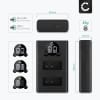 2x Batteri for Canon EOS 750D EOS 760D EOS 770D EOS 800D EOS Kiss X8i EOS M3 EOS M5 EOS M6 EOS T6i EOS T6s kamera - Reservebatteri LP-E17 950mAh + USB Dobbel Batterilader LC-E17, Kamerabatteri Lader