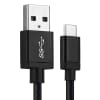 USB C Type C til USB A kabel for Apple iPhone 17, 16, 17 Pro Max, 16 Pro, 16 Pro Max, 17 Pro, 16e, 16 Plus Samsung Galaxy S25 Ultra, S25 Google Pixel 10, 9a, 10 Pro, 10 Pro XL Xiaomi 15 Ultra, Redmi Note 14 Pro+, Note 14 Pro, 15T Pro OnePlus 13 3A hurtigladende datakabel svart, Nylon, 1m fra CELLONIC