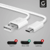 USB Kabel compatibel met SteelSeries Arctis Pro Wireless, Arctis 9, Arctis 9X, Arctis 3 Bluetooth 2019 Edition - 1m Oplaadkabel 2A Snoer PVC USB kabel wit headset