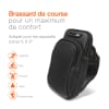 Brassard smartphone running jusqu'à 6,6 pouces avec pochette pour clefs, argent, barre énergétique - brassière en néoprène noir résistant à l'eau et à la transpiration