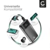 CELLONIC® USB Powerbank mit 10000mAh und 4 USB Ports, - mobiles Ladegerät, Externer Akku, Schnellladegerät + High Speed USB-C Kabel