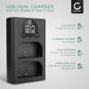 USB dobbel lader (DMW-BLF19 DMW-BLF19E DMW-BLF19PP) for Panasonic GH5 GH5s GH4 GH3 Lumix DMC-GH4 DC-GH5 DC-G9 + 1m + USB Kabel fra CELLONIC