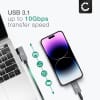 USB C til USB C lade- og datakabel 100W (PD), L-formet, rett vinkel 1 m - USB C-kabel av flettet nylon, USB 3.1, 10 Gbit/s, 8K for mobiltelefon, nettbrett, smartklokke, GPS, høyttalere og mye mer
