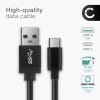USB C Type C til USB A kabel for Apple iPhone 17, 16, 17 Pro Max, 16 Pro, 16 Pro Max, 17 Pro, 16e, 16 Plus Samsung Galaxy S25 Ultra, S25 Google Pixel 10, 9a, 10 Pro, 10 Pro XL Xiaomi 15 Ultra, Redmi Note 14 Pro+, Note 14 Pro, 15T Pro OnePlus 13 3A hurtigladende datakabel svart, Nylon, 1m fra CELLONIC