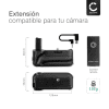 CELLONIC® Empuñadura cámaras BG-3D para Sony Alpha 6000, Alpha 6400 - Empuñadura vertical con disparador y compartimento para baterías NP-FW50