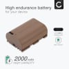 Batteri LP-E6 med Type-C input for Canon EOS 80D, 70D, 60D, 7D, 6D, 5DS, EOS 5D Mark IV, III, II 2000mAh fra CELLONIC