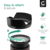 CELLONIC® ES-65B Solblender for Canon RF 50mm F1.8 STM Objektiv Motlysfilter Solskjerm Linse hette Lens Hood Plast