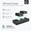 2x Batteri for Sony Alpha A57 A58 SLT-A58 A65 A68 A77 II A99 II A100 A200 A300 A350 A500 A700 A900 R1 DSLR-A200 kamera - Reservebatteri NP-FM500H 1600mAh + USB Dobbel Batterilader BC-VM10, Kamerabatteri Lader