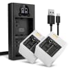 2x Batteri 2000mAh+ Dobbel Lader