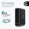 200W 6-port GaN USB-C Ladehub – PD QC 3.0 Hurtig Ladestasjon for Laptoper, Nettbrett & Mobiler fra CELLONIC
