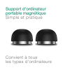 Support Silicone noir petit et léger pour PC portable 3.38 x 3.96 x 2.8 cm - fonction 3en1 : rehausseur, refroidisseur, stabilisateur