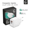 Cargador universal con puertos USB C y USB A - Adaptador de corriente USB C de 20 W + USB QC3.0 para iPhone, Samsung, iPad, Huawei, Tablet, Switch, PSP, GPS y mucho más - blanco