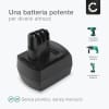 Batteria 6.25473, 6.25474,6.02151.50 per attrezzo Metabo BZ 12 SP, BSZ 12,BS12 SP, BSZ 12 Impuls, SSP12,ULA 9.6-18, BSZ12 Premium Affidabile batteria di ricambio da 3Ah NiMH con ridotto effetto memoria per utensili Metabo