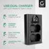 USB dobbel lader (NP-W235) for FujiFilm X-T4 / GFX 50S II / GFX100S / X-H2S + 1m + USB Kabel fra CELLONIC
