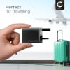 CELLONIC 1 Port Hurtiglader USBA svart for mobil, nettbrett, høyttalere, hodetelefoner eller powerbank 5W – 1A, USB-strømadapter for Storbritannia