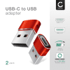 2x Adapter USB C til USB A – USB-C (høne) til USB-A (hane)-forbindelse med rask lading og dataoverføring til iPhone, iPad, Galaxy, telefon, nettbrett, laptop - rød