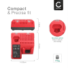 CELLONIC® Milwaukee 10.8V-18V laddare för Li-Ion litiumjonbatterier - 3.0A M12-18C, 48-59-1812, 48-59-1810 Ersättningsladdare för sladdlösa elverktyg