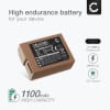 Batteri med type C input for Panasonic Lumix DMC-FZ1000 DMC-FZ300 DMC-FZ200 DMC-G70 DMC-G7 DMC-G81 1100mAh fra CELLONIC