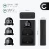 USB dobbel lader (LP-E6 LP-E6N) for Canon EOS 80D 90D 70D 7D 6D Mark II 60D R6 5Ds R 5D Mark IV III XC10 + 1m + USB Kabel fra CELLONIC