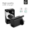 CELLONIC 1 Port Hurtiglader USBA svart for mobil, nettbrett, høyttalere, hodetelefoner eller powerbank 5W – 1A, USB-strømadapter for Storbritannia