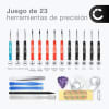 Juego de herramientas con 23 herramientas de precisión para cambio de pantalla y de batería y reparación de móviles, tablets, videoconsolas y notebooks + estuche de herramientas