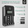 Chargeur de piles + 9V 250mAh - préchargées, durables pour AA et AAA (NiMH) en CELLONIC, 4 compartiments | Rechargeables intelligent, Protection contre la surcharge