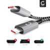 USB C Type C til USB C Type C kabel for Apple iPhone 17, 16, 17 Pro Max, 16 Pro, 16 Pro Max, 17 Pro, 16e, 16 Plus, iPad Air 4 (2020) - A2072, Air 4 (2020) - A2316, Air 4 (2020) - A2324, Air 4 (2020) - A2325 LG Velvet Samsung Galaxy S25 Ultra, S25, S23, S22 Plus Google Pixel 10, 9a 3A (PD 100W) hurtigladende datakabel grå / svart, Nylon, 1m fra CELLONIC