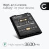 Batteri for Zebra MC67, MC55, MC55A0, MC55N0, MC65, MC5574, MC5590, MC659B - BTRY-MC55EAB02, 82-111094-01 (3600mAh, 3.7V)