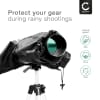 CELLONIC® Camera Rain Cover til Canon, Sony, Olympus, Nikon, Panasonic, Leica - Nylon Universal vandtæt DSLR Rain Shield Sleeve Protector - Sort