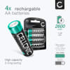 CELLONIC USB Batterilader for AA og AAA batterier Lader med 4 spor og skjerm, batterilader + 4x oppladbare batterier AA 2600mAh