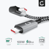 USB C til USB C lade- og datakabel 100W (PD), L-formet, rett vinkel 1 m - USB C-kabel av flettet nylon, USB 3.1, 10 Gbit/s, 8K for mobiltelefon, nettbrett, smartklokke, GPS, høyttalere og mye mer