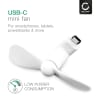 CELLONIC USBC telefonvifte for smarttelefon, mobiltelefon, nettbrett, Switch – Søt og kraftig Type C OTG vifteplugg – Mini, bærbar reisefvifte – hvit