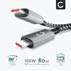 USB-C til USB-C kabel grå / svart – 1m nylonflettet kabel USB 3.1 hurtiglading 100 W, dataoverføring 10 Gbps, 8K Ultra HD for iPhone 17, 17 Pro, Air, 17 Pro Max, 16 Series, Galaxy S21 S20 S10 Hauwei P40 P30