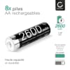 Cellonic® Piles rechargeables AA - 2600mAh - préchargées, durables - 8x AA Mignon HR6 LR6 batteries