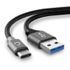 2x USB Kabel voor GoPro Hero 5, 6, 7, 8, 9, 10, 11, Max, Max 360, Fusion - 2m Oplaadkabel 3A Camera foto PVC Datakabel grijs