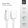 Cavo OTG USB C Type C per cellulare Samsung Galaxy S22, S21, S20, S10, S9, A52, A51 USB A versione 2.0 guaina in PVC cavetto adattatore per telefono smartphone 'on the go', da 15cm bianco