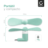 Miniventilador USB C de CELLONIC® para - Ventilador USB turquesa con conector tipo C de TPE, ventilador portátil ligero de diseño funcional